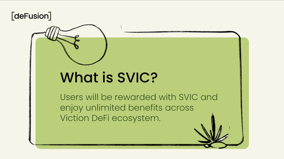 $SVIC - tokenized equivalents of your holdings unlock the door to  Viction's ecosystem of utilities🌱
Users can use #SVIC to stake  more on #Baryon to earn more $VIC & then return to #deFusion to stake🔁
It's a circle of staking, where VIC holders can make VIC wallet  'bigger 💰