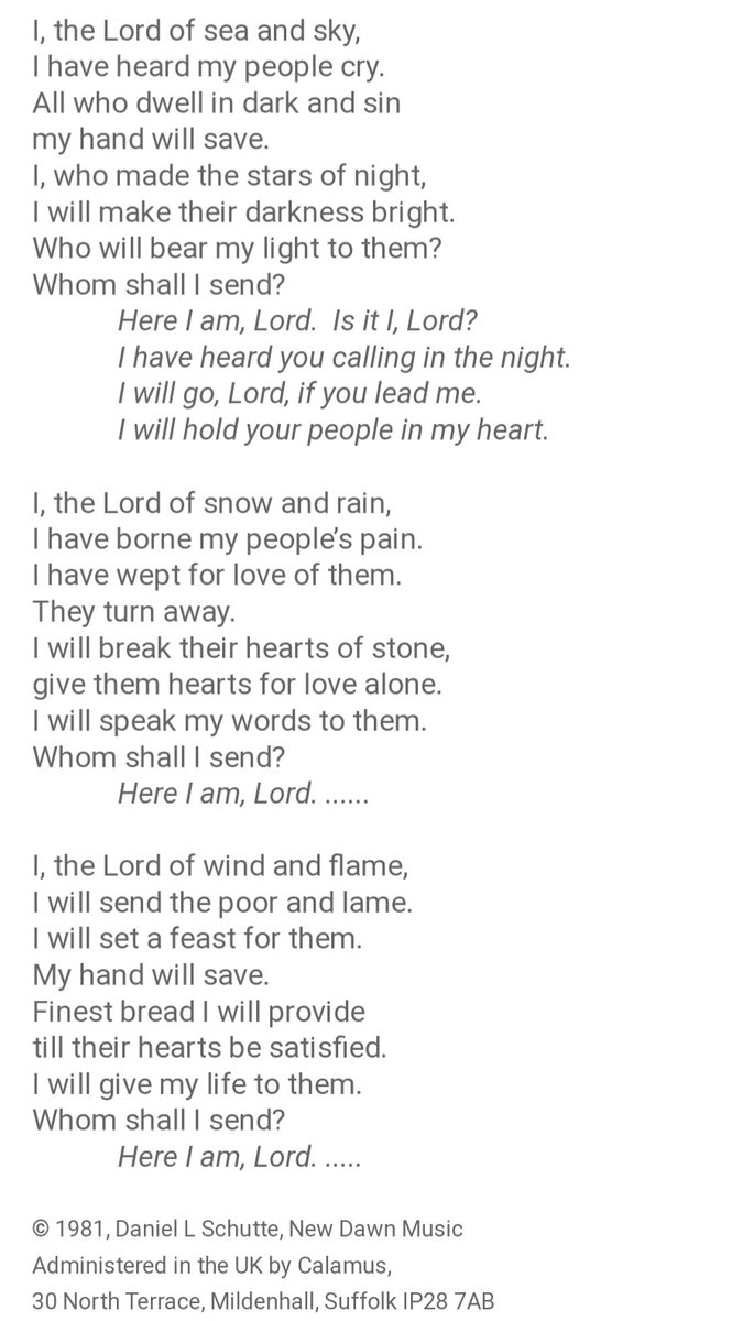 This week's Old School Assembly Hymn is more modern (relatively!) than many of our choices. 'I, The Lord of Sea and Sky (Here I Am)' was written in 1979 and first published in 1981. This melodic, popular song is based on Biblical verses from the books of Isaiah and 1 Samuel.