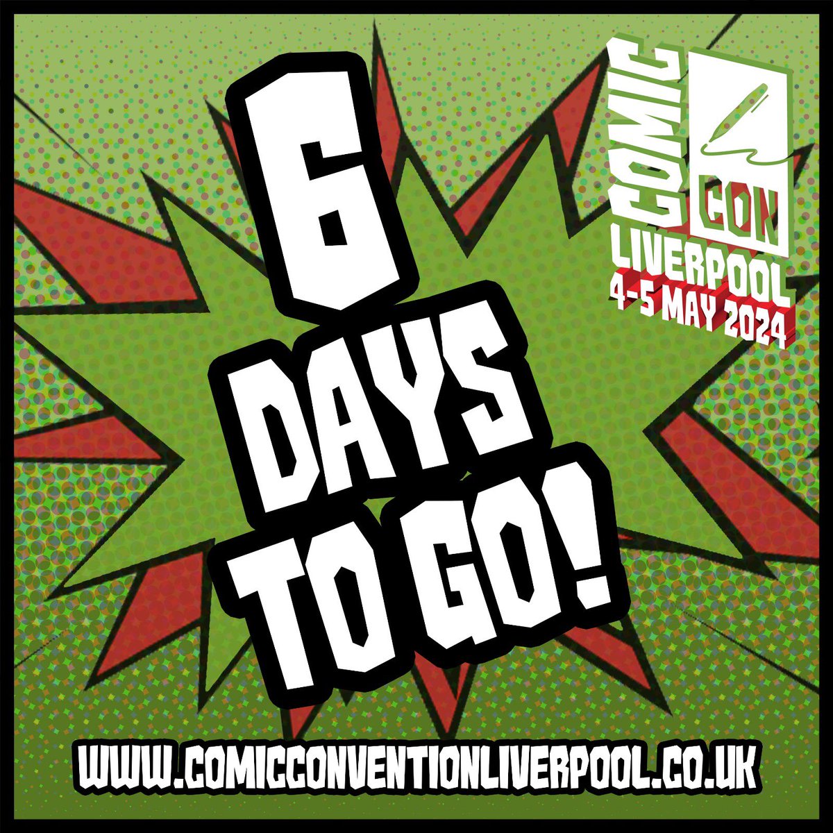 6 days to go! Tickets are selling fast with only Sunday 11am remaining! Secure yours now at comicconventionliverpool.co.uk