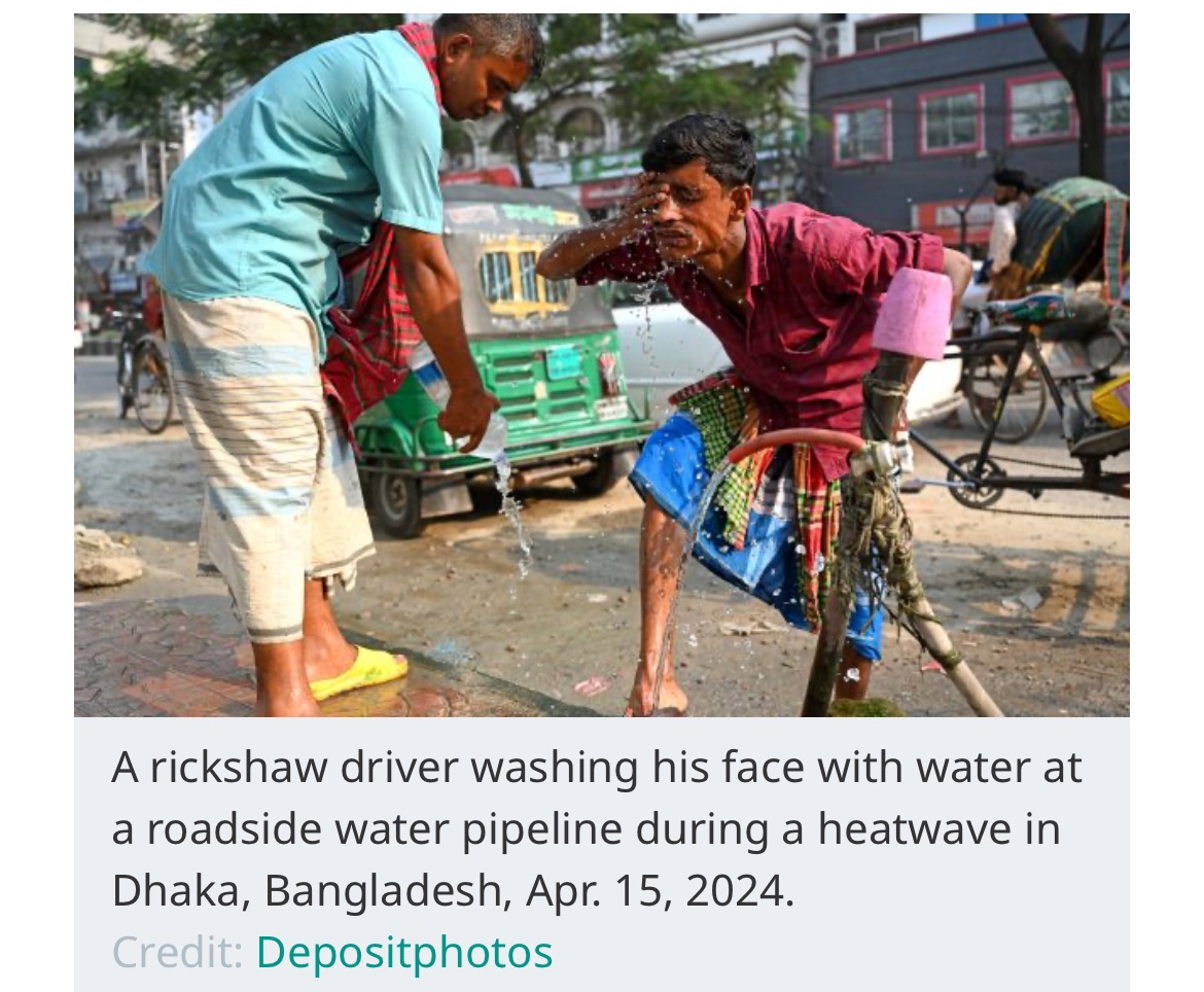 Bangladesh has been facing increasing #heatwaves during summer for the last couple of years. 2024 is the hottest year yet, recording average temperatures of 40 to 42 degrees Celsius in all the districts. #ActOnClimate #LocalClimate #LocalAction now thediplomat.com/2024/04/extrem…