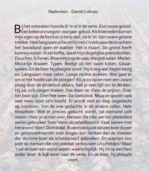 Mooie woorden van Drentenaar @DanielLohues Als boerendochter en geboren en getogen Twentse herken ik zijn meesterlijke pennenvrucht. ❤️#dommeboer