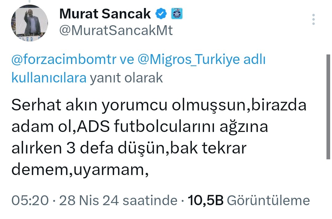 Murat Sancak Başkandan Serhat Akın'a.. 👇👏