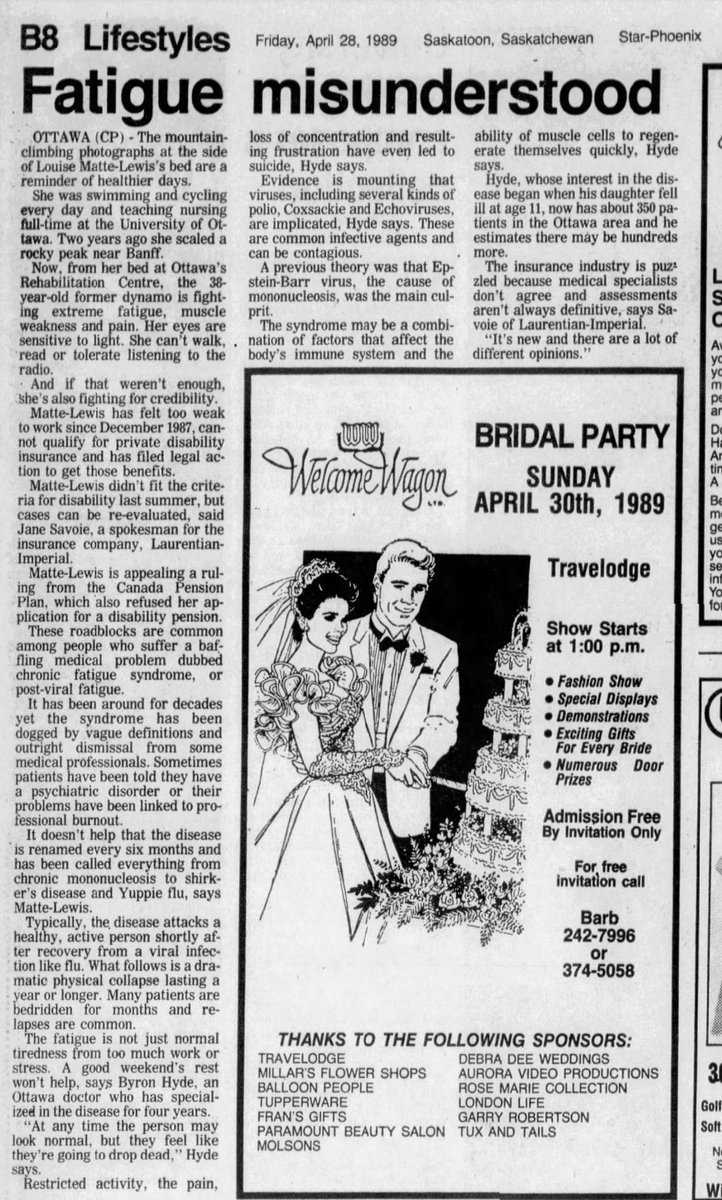 Thirty-five years ago today. Star-Phoenix, Canada. 28th April 1989. #ebv #chronicfatiguesyndrome #pvfs #mecfs #cfsme #MyalgicEncephalomyelitis #myalgice.