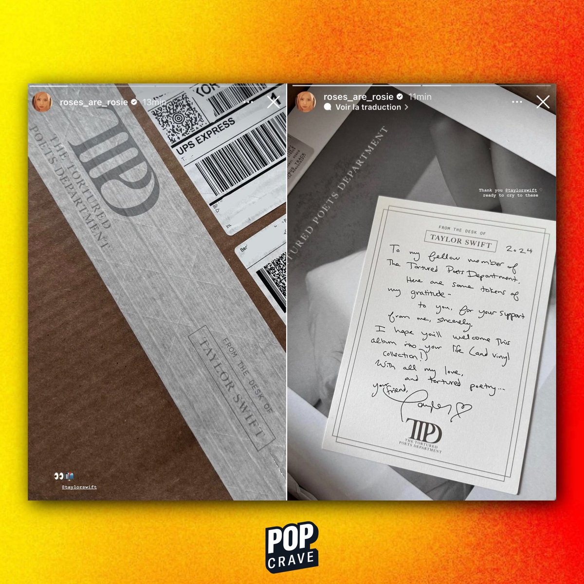 Taylor Swift sends ROSÉ of BLACKPINK a copy of ‘THE TORTURED POETS DEPARTMENT.’