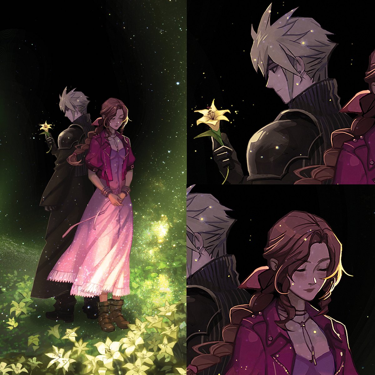 I tried to sum up all three of these moments in one fanart I did for the Clerith zine: