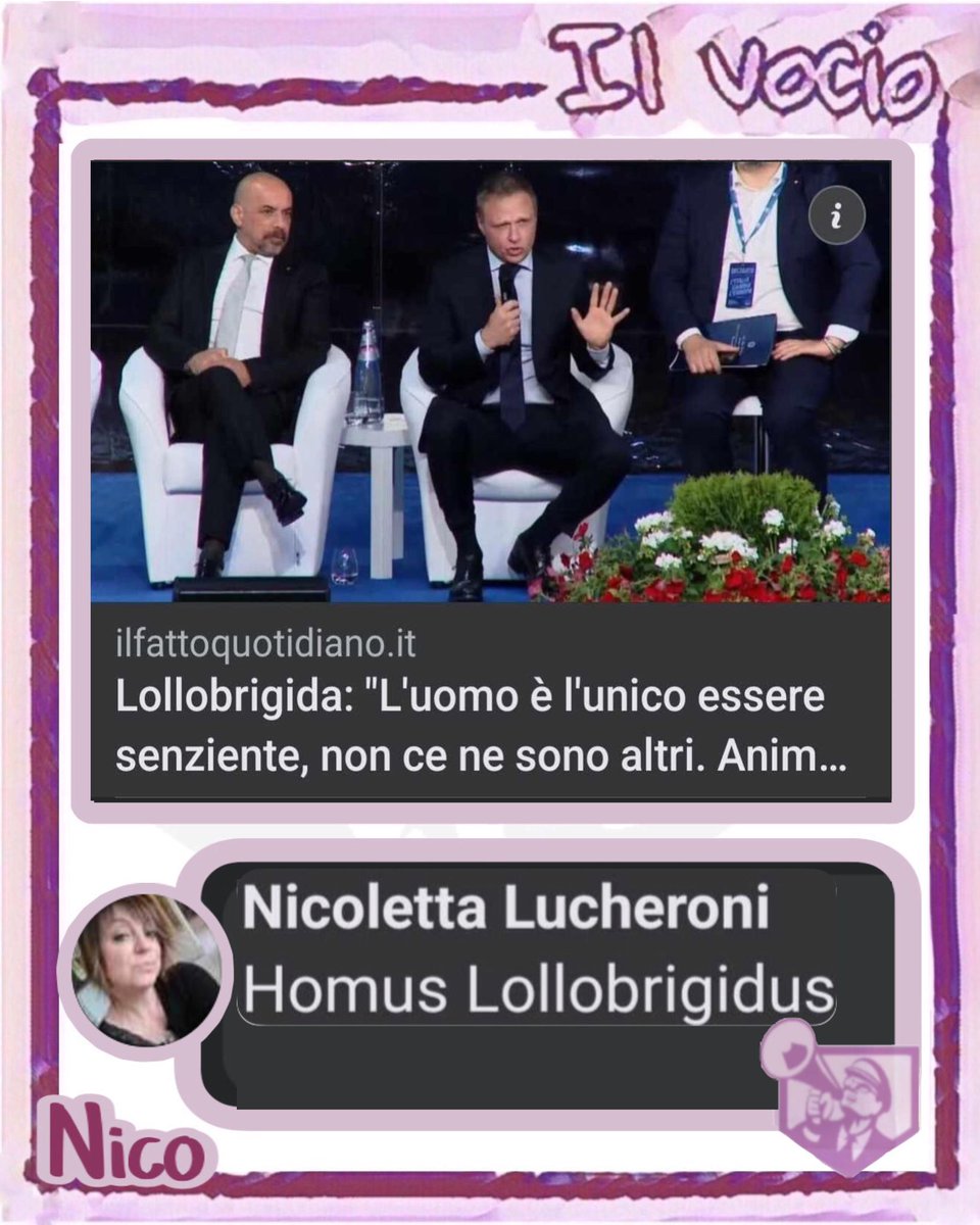 ilvocio's tweet photo. Nico @NicolettaLucher
#28aprile #ilvocio #Lollobrigida #uomo #essere #senziente #scoperte #Homus #Lollobrigidus #NONsapiens https://t.co/OiS9hDGXJi