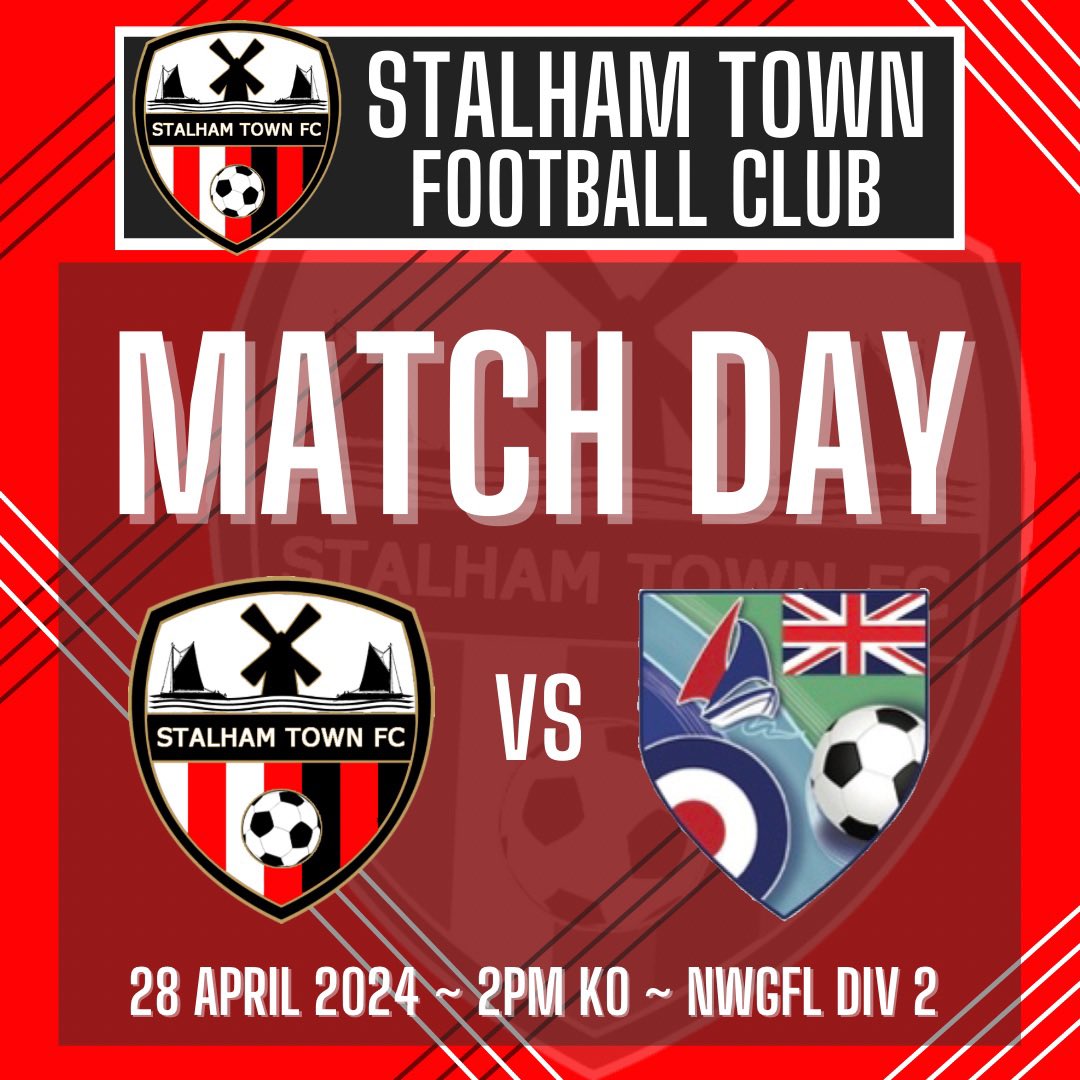 🔴 Match Day 🔴 
🆚 Bure Valley Ladies 
⏰ 2pm KO 
📍 Stalham Recreation Ground. NR12 9BH. 
#STFC #thereds #stalhamtownfc
