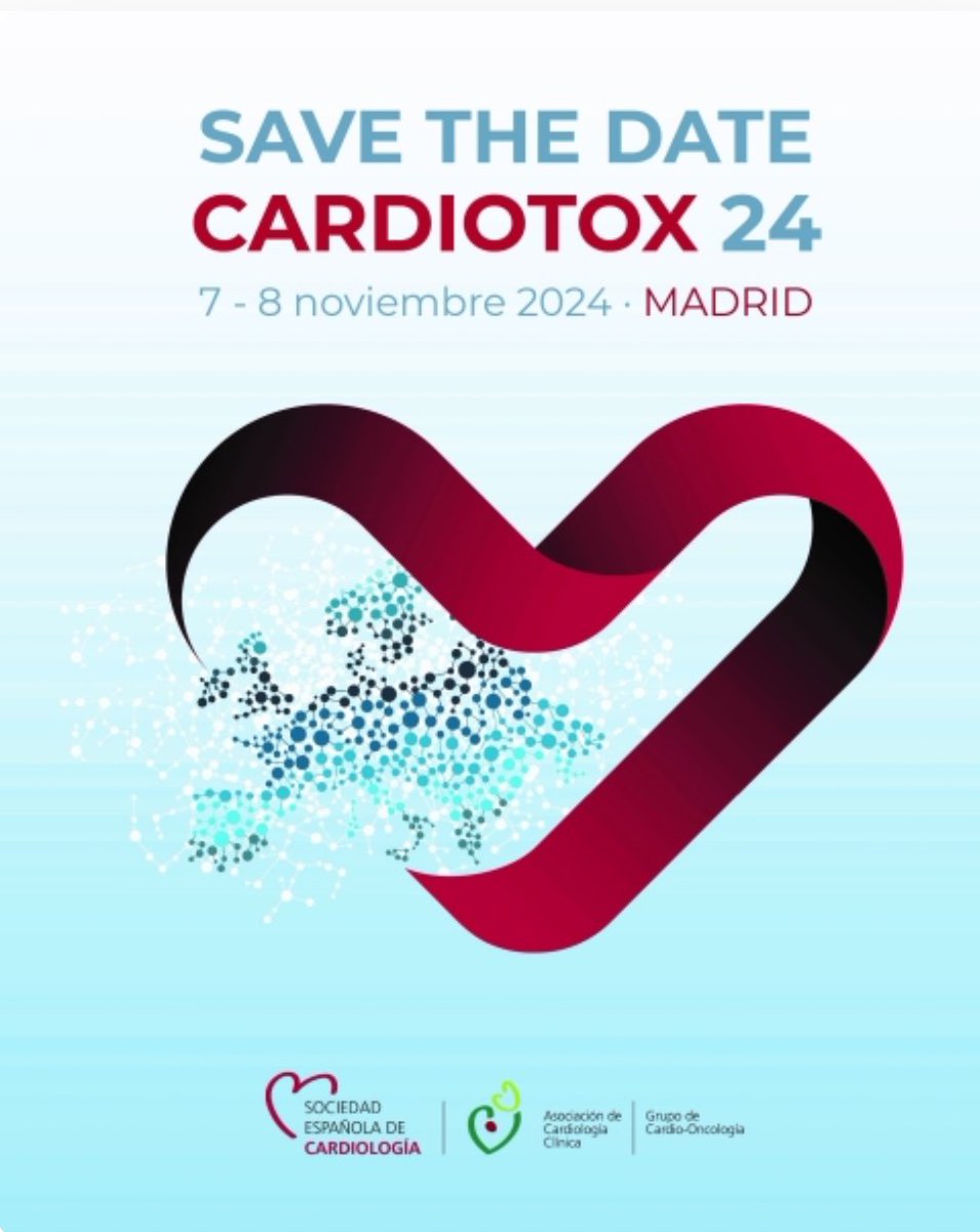 🚨Reunión #Cardiotox24 
🗓️ 6-8 Nov 24 
📍Madrid

Todo un “must” si te interesa la #cardiooncologia

Investigación, actualidad, casos clínicos, “networks” y mucho más 

‼️Save the date‼️

👉 cardiotox.net/cardiotox2024