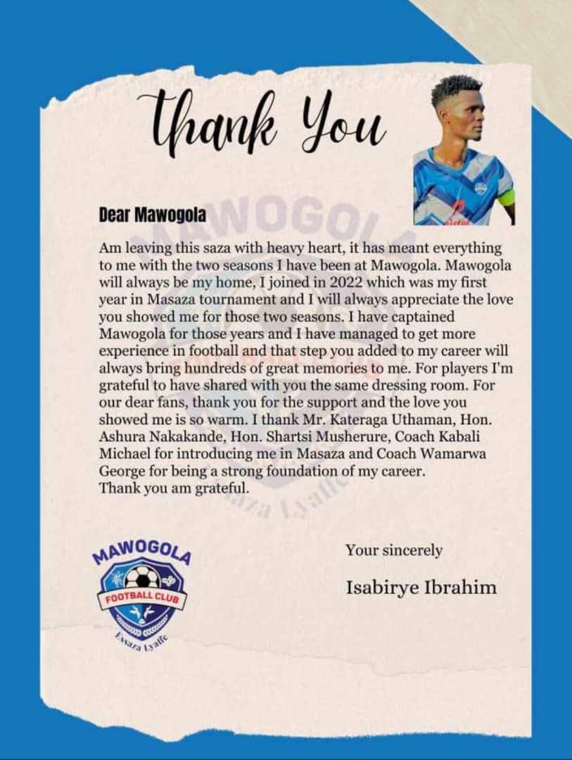 🚨 Ssaza Mawogola’s captain @IsabiryeRahim bids farewell to Mawogola. ❤️👋 @SazzaMawogola | @Buganda_Youths