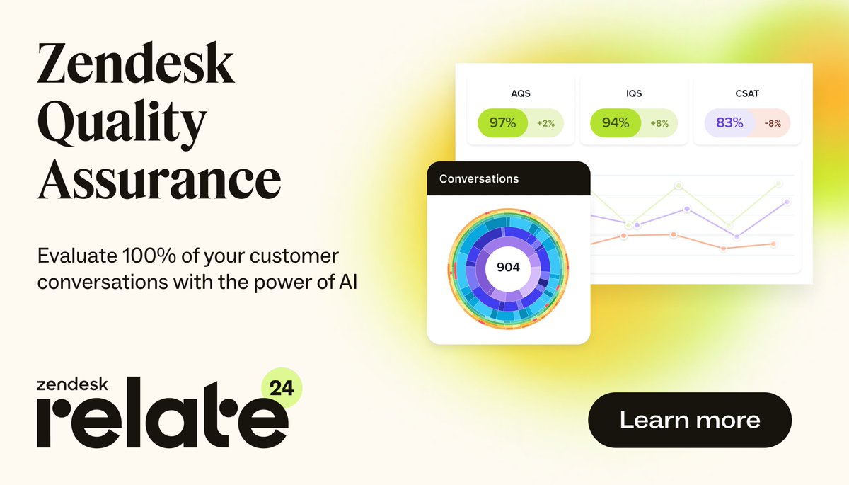 With our new AI-powered @Zendesk QA, you can analyze ALL of your interactions with customers.

🔍 Catch up on all the latest #ZendeskRelate 2024 product announcements: zdsk.co/3Jg1RNf bit.ly/4aQdwhS
