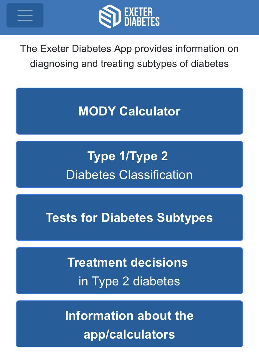 #Diabetes ‘Teaching’ How does one pick up genetic causes of #Diabetes aka MODY? A guide to help: “MODY calculator” Consider in those diagnosed with “diabetes” at age <25 & with family history (Helpful? Let me know! Can do more such content) Link: diabetesgenes.org/exeter-diabete…