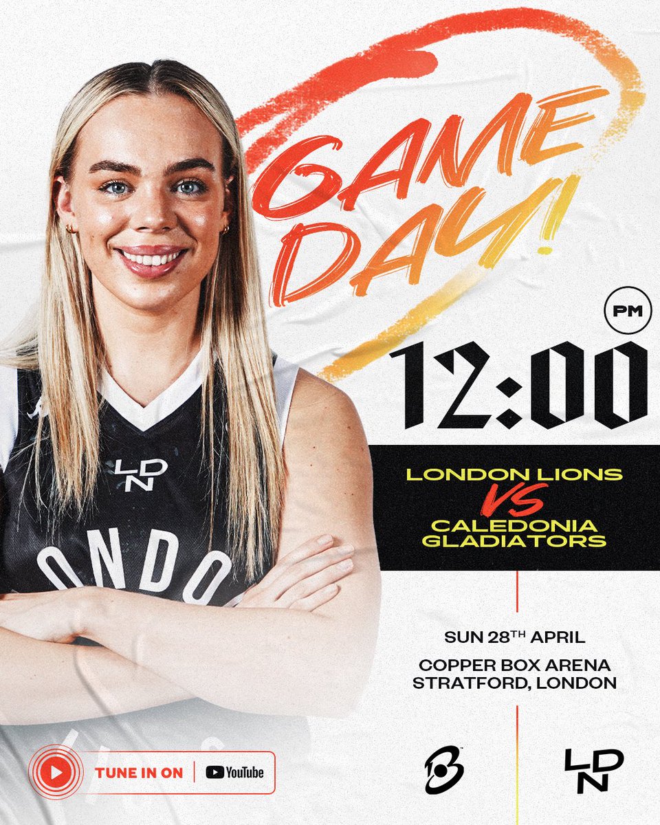 GAME DAY! 🦁 🆚 @Cal_Gladiators 📍 @CopperBoxArena ⏰ 12pm tip 📺 Watch live here: youtube.com/live/W_qdYQnz0… #WeAreLondon