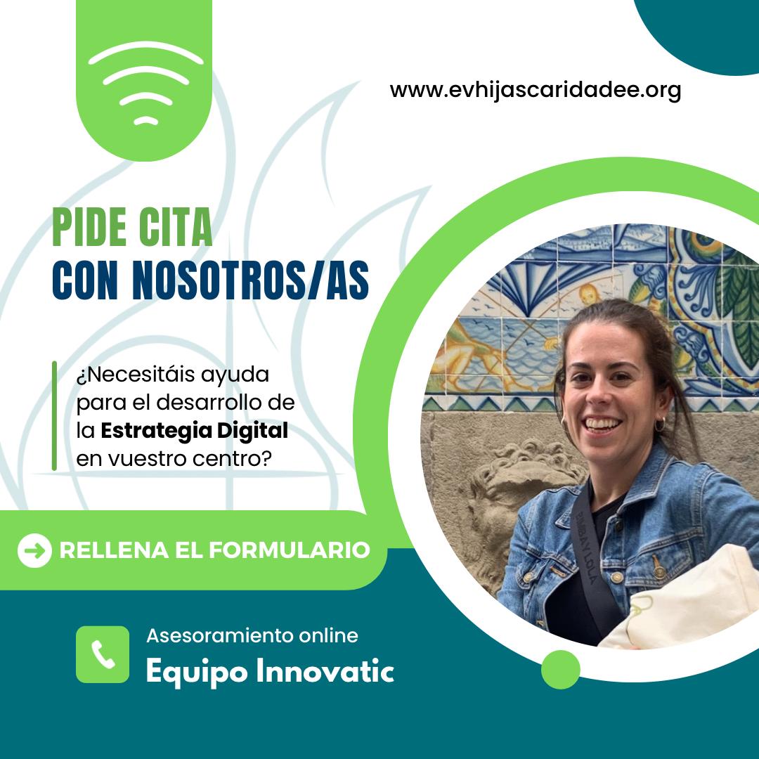 EVHijasCaridadE's tweet photo. ¿Debéis desarrollar, redactar e implementar vuestra estrategia digital de centro (EDC) y no sabéis por donde empezar o necesitáis ayuda en alguna fase de la EDC? Desde el Equipo Impulsor #Innovatic de #TESELA ofrecemos asesoramiento. Pide cita: https://t.co/BuEduIQQUa https://t.co/xwE0Vqc1Fn