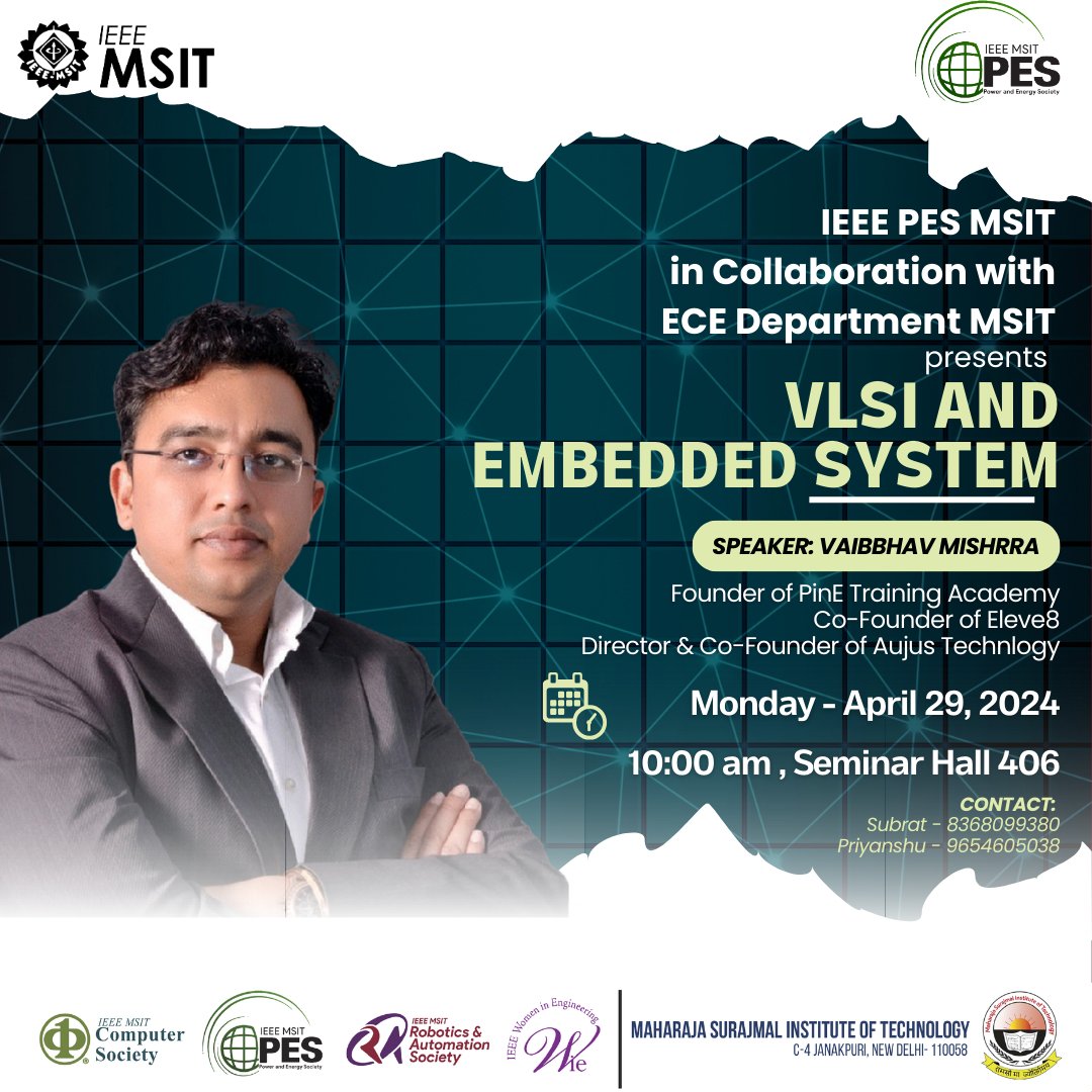 ieeemsit's tweet photo. 🚀 𝗩𝗟𝗦𝗜 𝗮𝗻𝗱 𝗘𝗺𝗯𝗲𝗱𝗱𝗲𝗱 𝗦𝘆𝘀𝘁𝗲𝗺𝘀🚀 by 𝐈𝐄𝐄𝐄 𝐏𝐄𝐒 𝐌𝐒𝐈𝐓

Join us for:
➡️ Firsthand knowledge from an industry expert
➡️ Interactive discussions
➡️ Career opportunities exploration

#iee #ieeepes #VLSI #embeddedsystems #futuretech #electricalengineering https://t.co/8enG5DHTkY