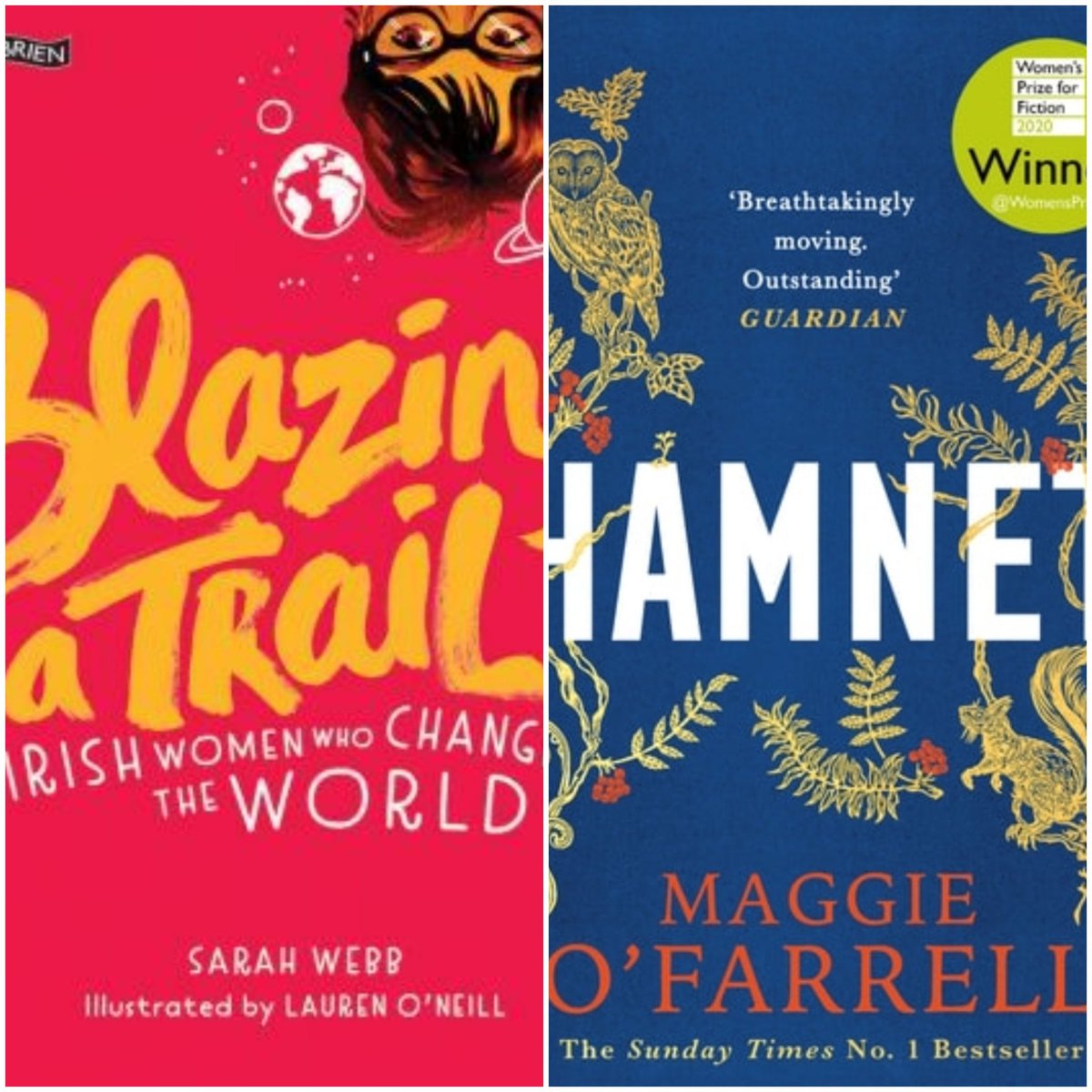 Day 28 of #ReadIrishWomenChallenge24 . A book about a person from real life. For younger readers a book about lots of real Irish women - Blazing a Trail by @sarahwebbishere & illustrated by @oneillustration & for grownups a book about Shakespeare & his family by Maggie O'Farrell.