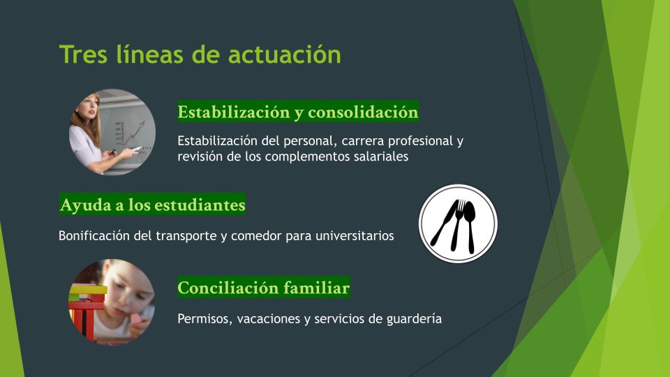 teresamata2024's tweet photo. Nuestras tres principales líneas de actuación dentro de la idea de Universidad cuidadora:

▪️ Estabilización y consolidación
▪️ Ayuda a los estudiantes
▪️ Conciliación familiar https://t.co/FCOxB8kqwU