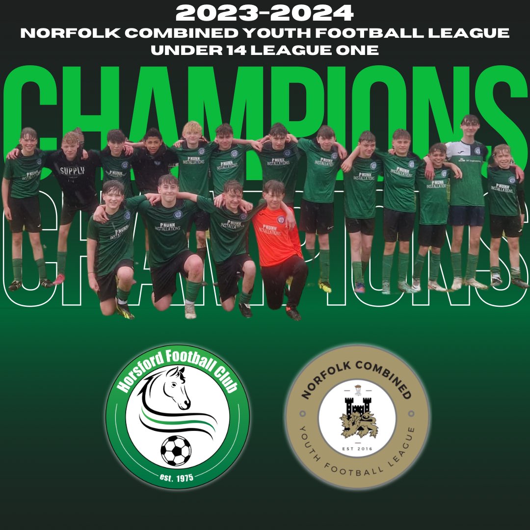 The Under 14 Hornets are League One Champions 🏆 Well done to the team and coaches on a superb season 👏 #norfolkfootball