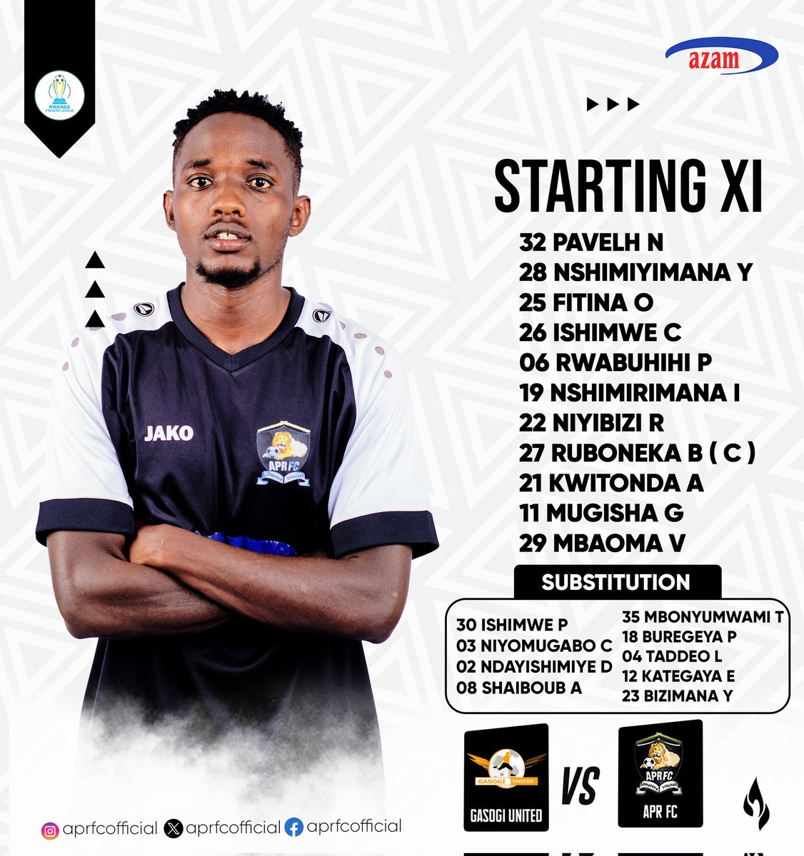 The first 11 snipers to face Gasogi United in just a few hours🦁 #APRFC .