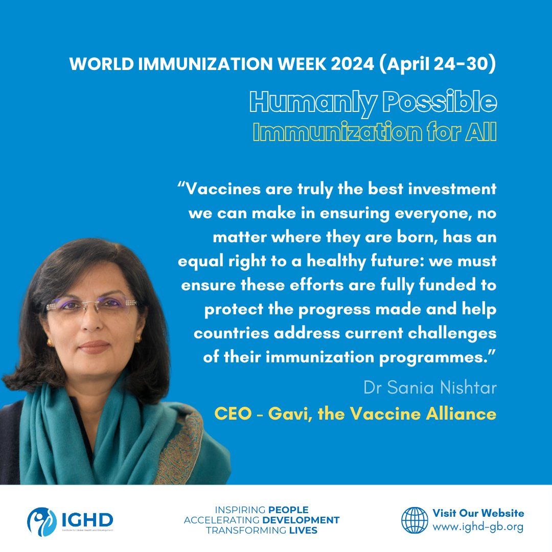 In a little over two decades we have seen incredible progress – protecting more than a billion children, helping halve childhood mortality in these countries, and providing billions in economic benefits. #WIW2024 #WorldImmunizationWeek | @gavi @SaniaNishtar @womeninGH