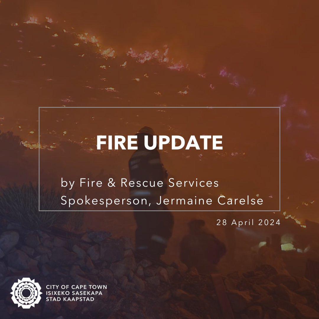 ⚠️Fire Update

We received calls of a fire in the vicinity of Constantia Nek at around 01:30 this morning,  Sunday 28 April.

City crews were dispatched, supported by @SANParks, @NCCWildfires and the @vwsfires.
 
#CTNews