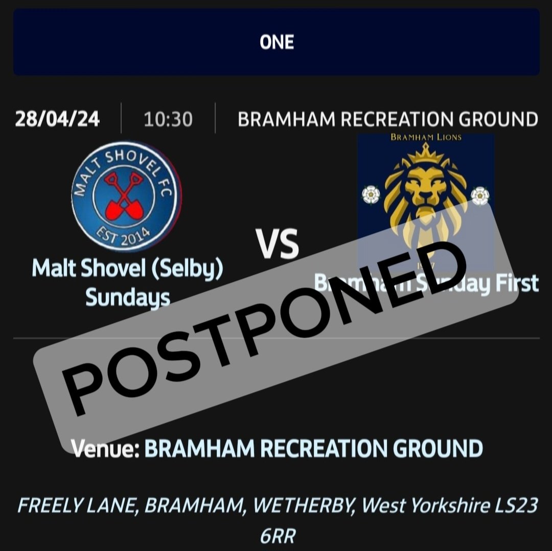 GAME OFF.
Our game at Freely Lane against @ClubMalt is called off due to a waterlogged pitch. We're looking to sort out a new date for the game. ⚽️
#football #sundayleague #grassrootsfootball #upthebramham #utb