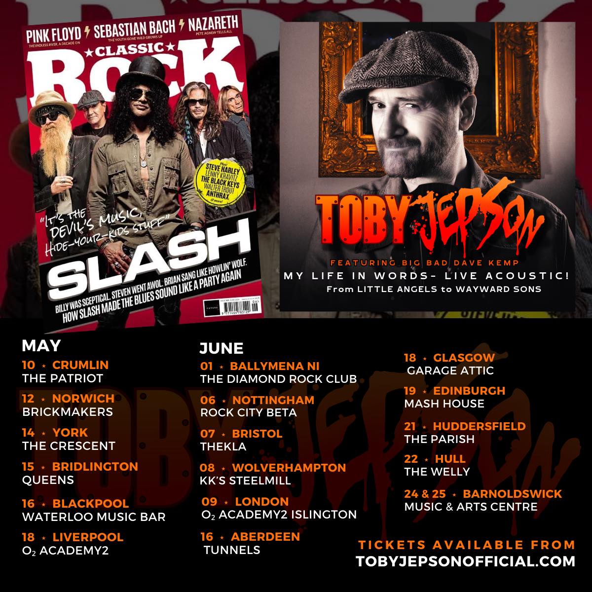 🔥🗣️ @TobyJepson talks to Dave Ling about his upcoming tour and solo album new @classicrockmag loudersound.com/news/slash-org… #Slash #gunsnroses #billygibbons #zztop #steventyler #aerosmith #BrianJohnson #ACDC #IggyPop #ClassicRock #TobyJepson #StampedePress #classicrockmagazine