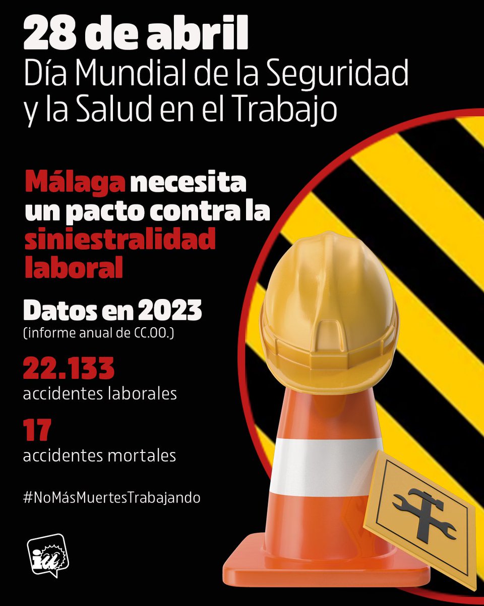 🔻 Nadie tendría que morir en su puesto de trabajo. El derecho al trabajo requiere unas condiciones laborales, sociales y económicas dignas. La primera: la seguridad laboral

Los datos en Málaga durante el último años son terribles e intolerables

#NoMásMuertesTrabandjo
#IUMálaga