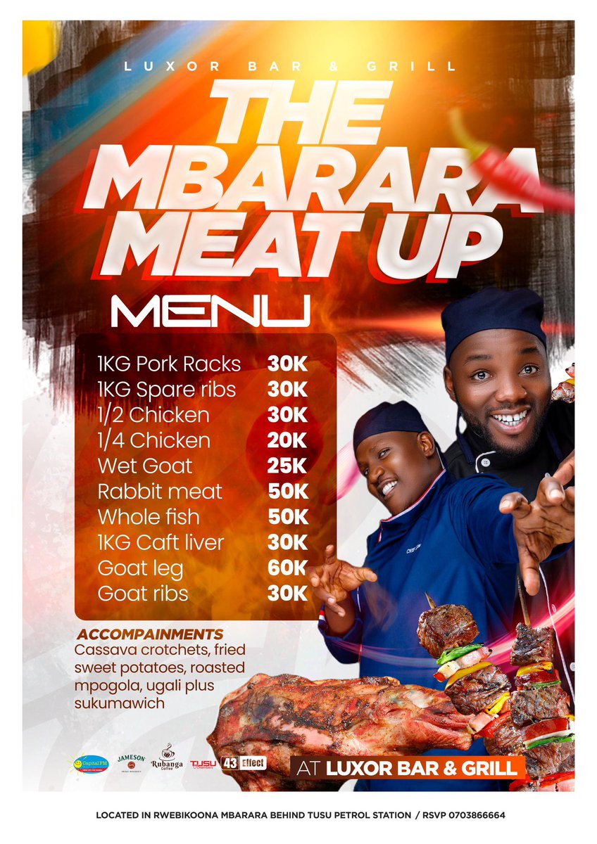 Calling all meat lovers Don't miss out on #MbararaMeatUpAtLuxor @LuxorBarMbra - where you can feast on the best meat in town in a vibrant and welcoming atmosphere. 🍖✨