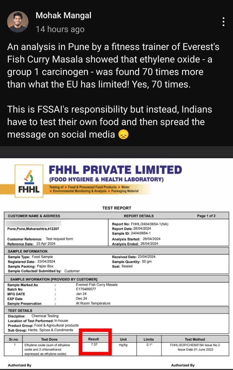iRRSwain's tweet photo. Where India is known for the spices hub in the world. But where do we stand today when it comes to quality?
@fssaiindia shame on you, you forgot your roles and responsibilities.

Thanks @mohakmangal for spreading awareness. https://t.co/ExHqOIH8cc