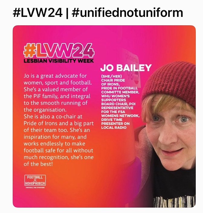 Celebrating #lesbianvisibilityweek #LVW24 with friend & role model of @RainbOs_1881 🫶🙌 @PrideOfIrons @PrideinFootball @jobaileymusic1