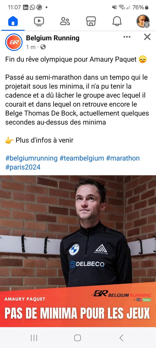 #Athlétisme #Belgique #Marathon #Hambourg #JO Fin du rêve olympique pour Amaury Paquet 😞
#belgiumrunning #teambelgium #paris2024 @Marathon_HH