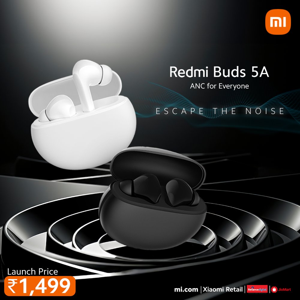 Tired of interruptions while listening to your favourite tunes? Get ready to immerse yourself in uninterrupted sound with #RedmiBuds5A's 25dB Active Noise Cancellation! First sale tomorrow, 12 Noon. Available at ₹1,499. Don't miss out! Know more: bit.ly/_RedmiBuds5A