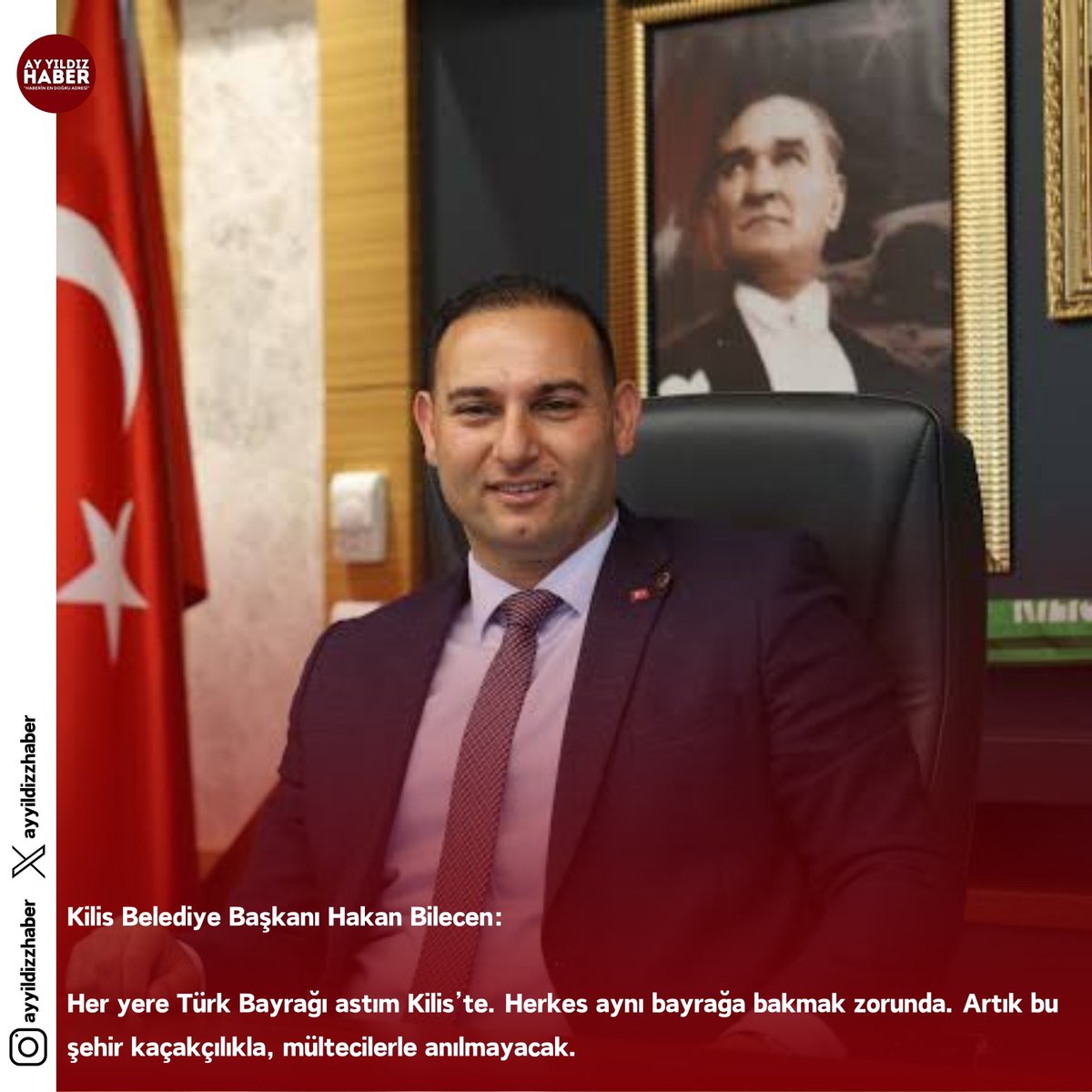 Kilis Belediye Başkanı Hakan Bilecen:

Her yere Türk Bayrağı astım Kilis’te. Herkes aynı bayrağa bakmak zorunda. Artık bu şehir kaçakçılıkla, mültecilerle anılmayacak.

#kilis #türkbayrağı