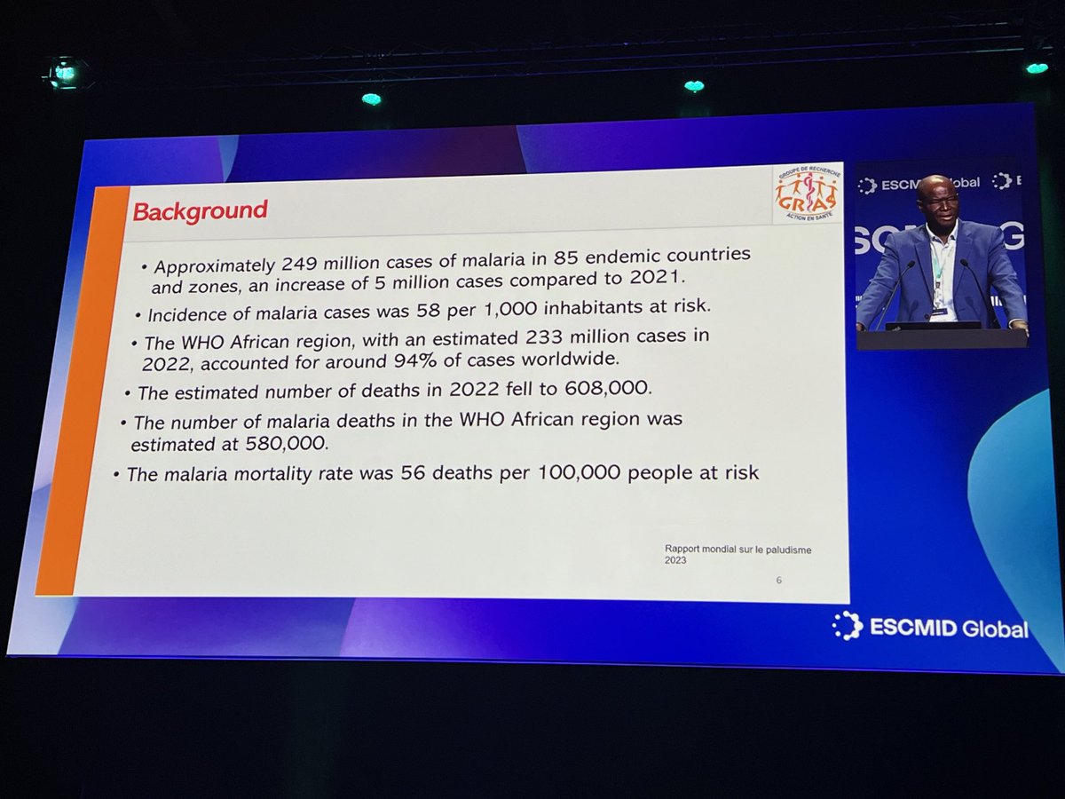 Dr. Sirima’s #ESCMIDGlobal keynote begins with a reminder of the global burden of #malaria. 249 million cases a year with substantial deaths, especially in children.