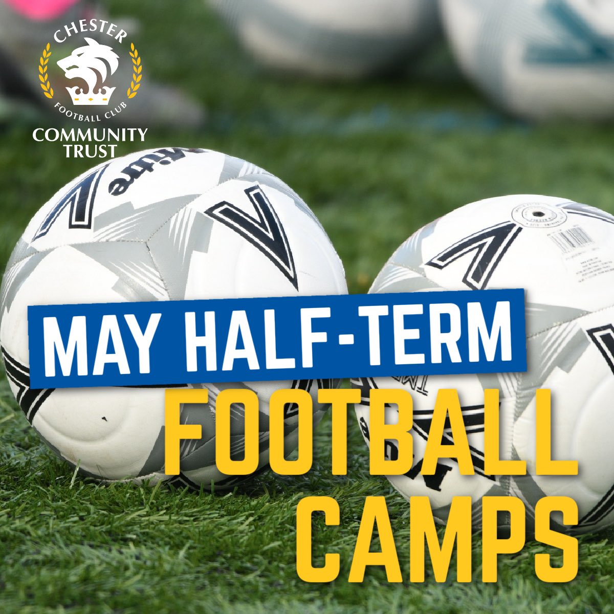 Plan ahead for May half-term and secure your place for our @ChesterFC football camps! ⚽️ We have 3️⃣ courses to choose from and our Early Bird prices mean you can book for just £12 per day! More details ➡️ bit.ly/3xVD12D