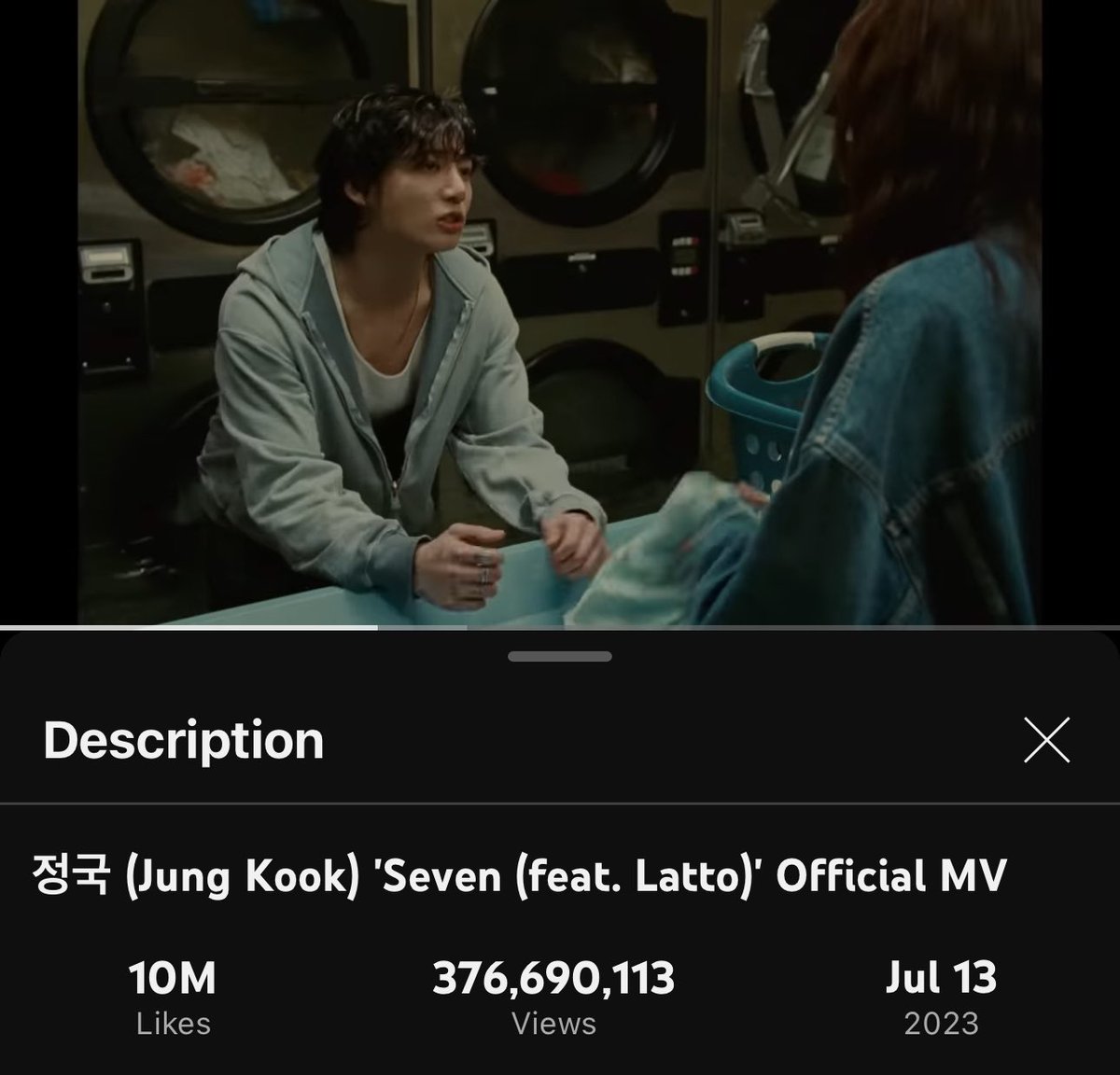 Jungkook’s “Seven (feat. Latto)” MV has surpassed 10 million likes on YouTube!