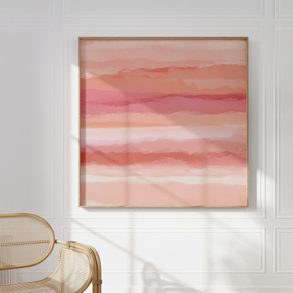 Strips 8 | Minimal Pastel Abstract by Menega Sabidussi #minimalistic #artwork #boho #scandi #scandinavian #decor #wallart #artprints #coral #pink #pastel #homedecor #interiorstyle sabidussi.at/strips-8-minim…