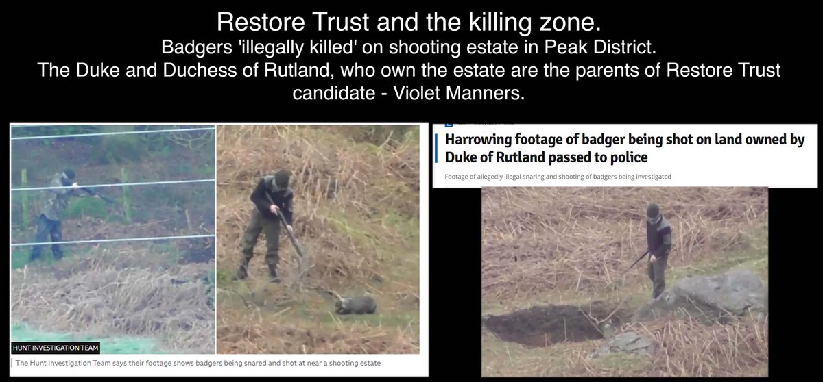 People don't approve of Restore Trust candidates family ignoring wildlife protection rules. And smashing up the countryside while hunting illegally.