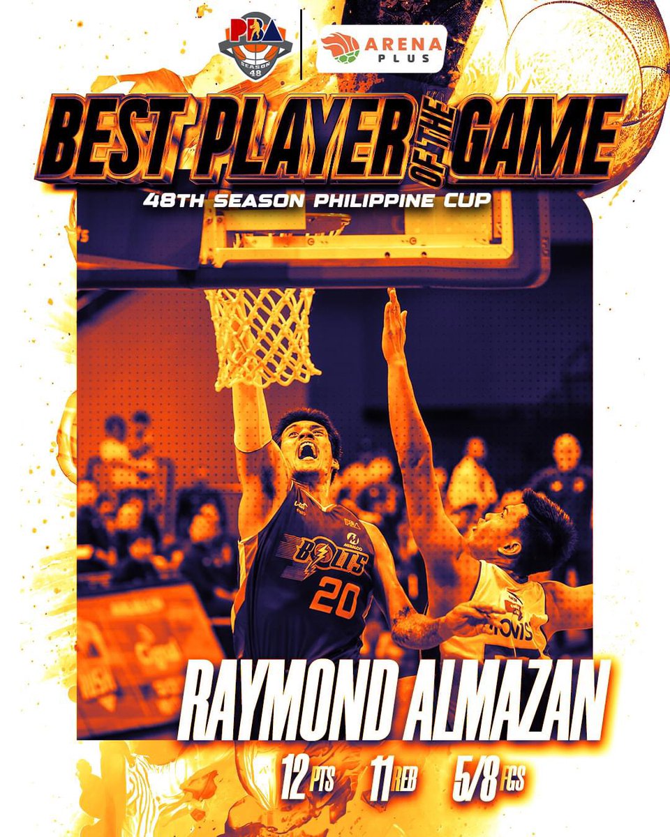Raymond Almazan is the Arena Plus BPG! 

#PBAAngatAngLaban
#PBAS48PhilCupMERvsMAG