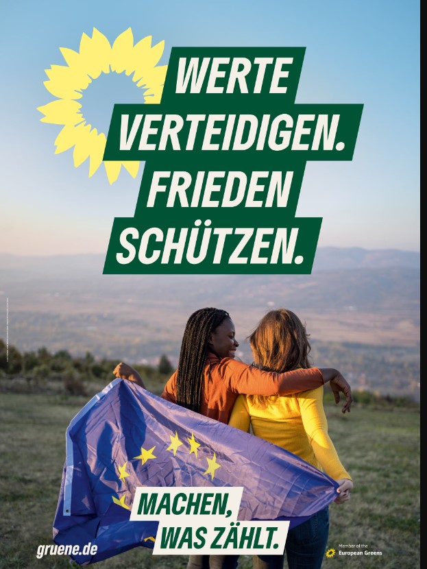 The two lead parties in a German coalition that has embarked on a huge programme of rearmament and overturned a decades-long political consensus on weapons exports are promising (in EU election campaign) to 'secure' and 'protect' peace.