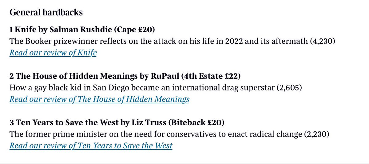 Ten Years to Save the West is officially no. 3 on the Sunday Times Bestseller list⭐️ Congratulations @trussliz!