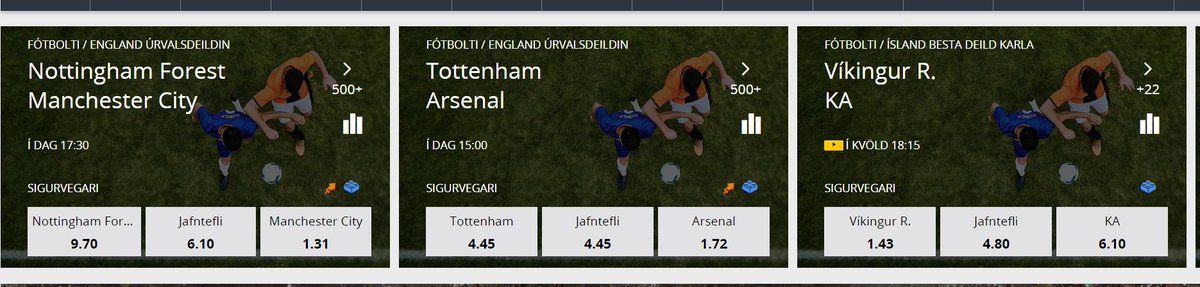 Besta deildin og Enska Úrvalsdeildin eru á Betsson í dag. Veðjaðu fyrir leik eða í beinni! betsson.com/is/ithrottabok