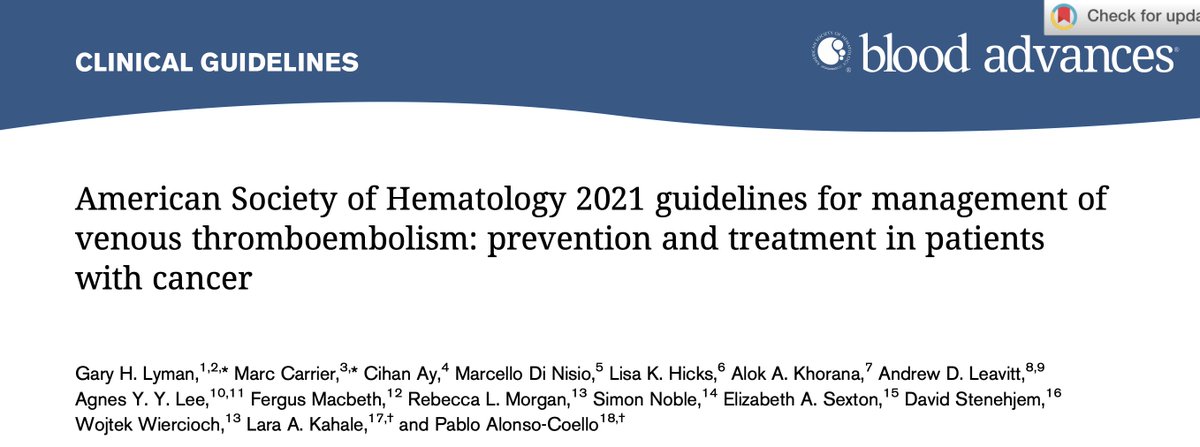 🩸New ASH guidelines on VTE in cancer patients: Strongly recommend LMWH for initial VTE treatment. Thromboprophylaxis advised for high-risk cases but not for low-risk chemotherapy patients. #VTE #CancerCare #ASH @aakonc @gary_lyman @Cihan_Ay_MD @ASH_hematology @BloodAdvances