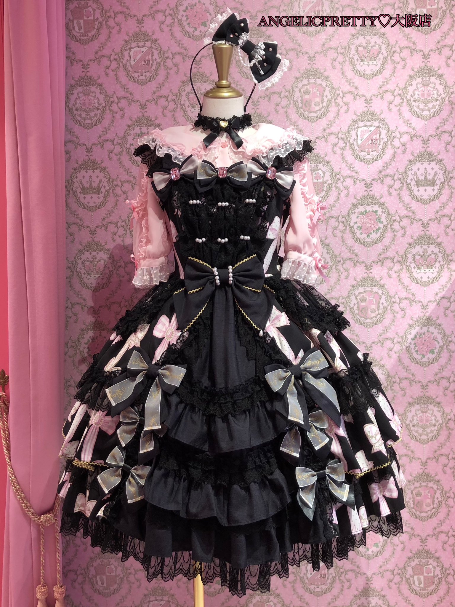 Jewelry Ribbon Princess ジャンパースカート 黒 Angelic Pretty ♡ Jewelry Ribbon Princess