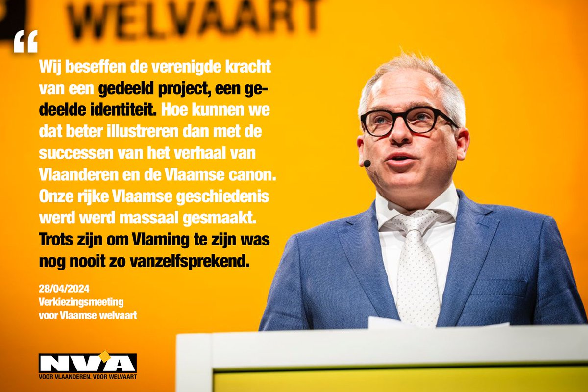 De drijvende kracht achter de @de_NVA-ploeg binnen deze Vlaamse regering is onze Vlaamse identiteit. Wij beseffen de verenigde kracht van een gedeeld project. Onze taal, waarden en normen binden ons, ze maken van individuen een ploeg. #VoorVlaamseWelvaart