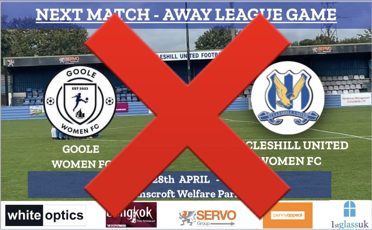 Unfortunately Goole have had to cancel today’s game. More information will follow. 
❌ NO GAME TODAY ❌