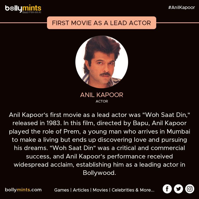 #AnilKapoor's #First #Movie As A Lead #Actor
#WohSaatDin #Bapu #PadminiKolhapure #NaseeruddinShah