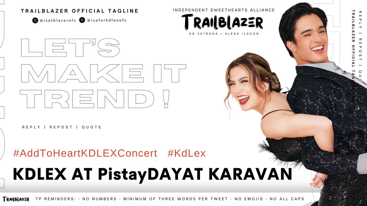 X Party! Sweethearts and Solids! OFFICIAL TAGLINE: KDLEX AT PistayDAYAT KARAVAN #KdLex #AddToHeartKDLEXConcert Kindly drop the tag if you see this post. Thank you! @kdestrada_ @alexailacad