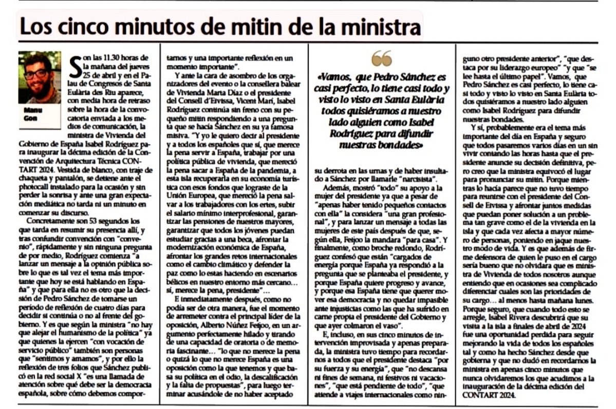 ⚠️ Quien estuvo quedó perplejo, y por eso hoy coinciden los 2 diarios. ❌ La Ministra de Vivienda considera más importante rendir culto a su líder que abordar el principal problema de nuestra isla. 👏Estas son las prioridades del @PSOE