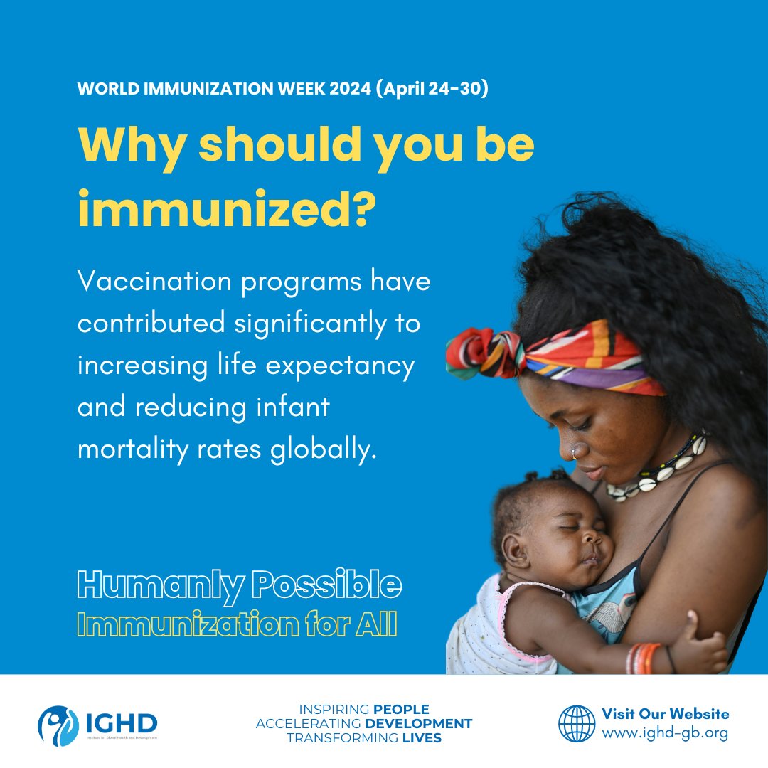 Vaccination initiatives have played a substantial role in elevating life expectancy and diminishing infant mortality rates on a worldwide scale. #WIW2024 #WorldImmunizationWeek